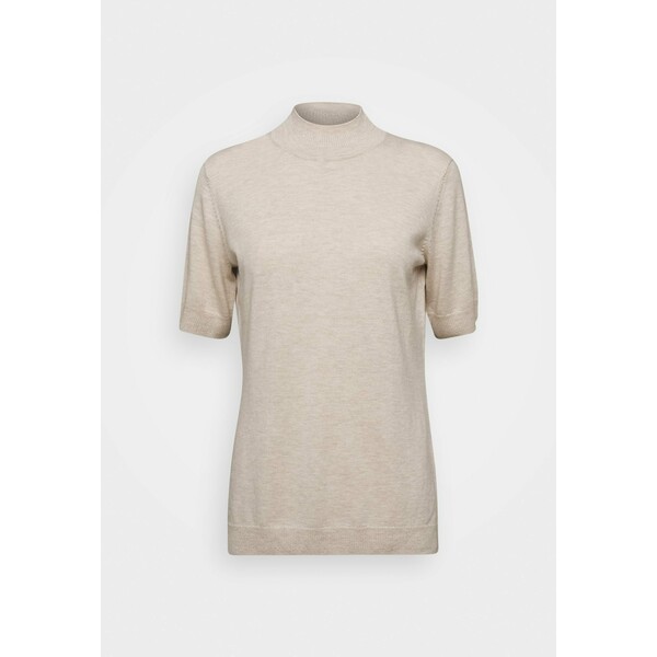 mine to five TOM TAILOR MOCK NECK T-shirt z nadrukiem light powder beige melange T0X21I005