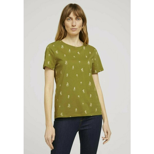 TOM TAILOR T-shirt z nadrukiem green white cactus design TO221D16L