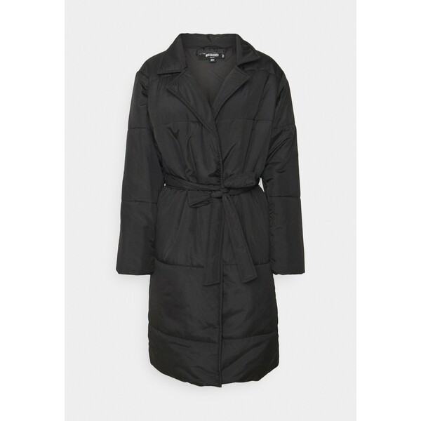 Missguided Petite BELTED LONGLINE COLLAR COAT Klasyczny płaszcz black M0V21U01C