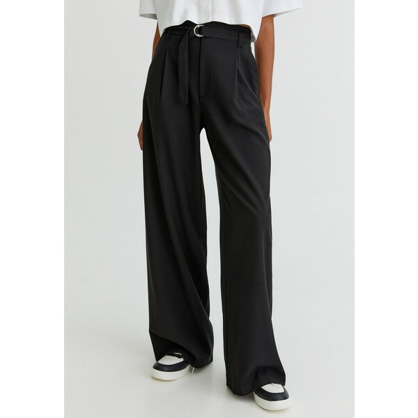 PULL&BEAR FLIESSENDE PAPERBAG Spodnie materiałowe black PUC21A0L5