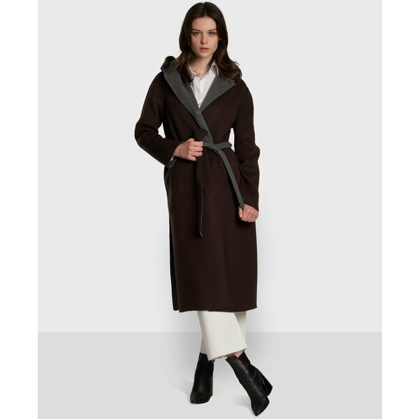 Oakwood POSITANO BI Klasyczny płaszcz dark brown / dark grey OA121U090