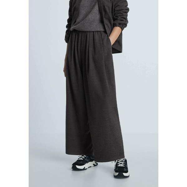 OYSHO WIDE LEG FLANNEL Spodnie materiałowe dark grey OY121A077