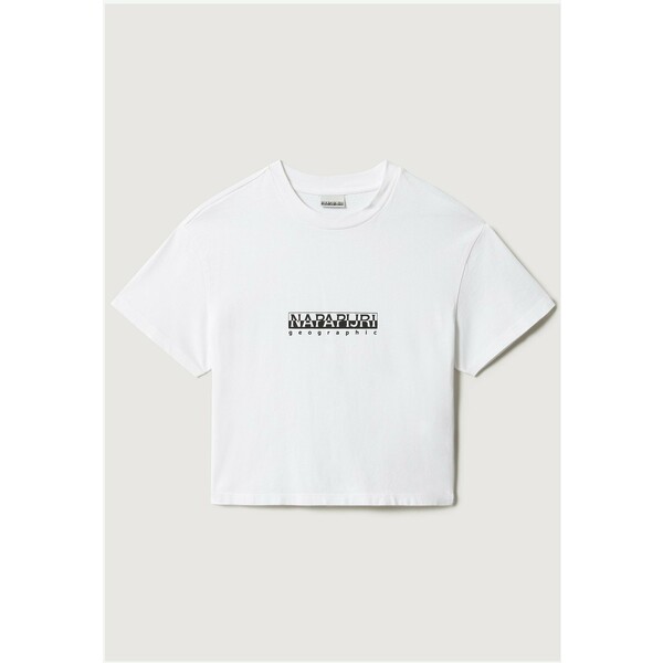 Napapijri S-BOX CROP T-shirt z nadrukiem bright white NA621D057