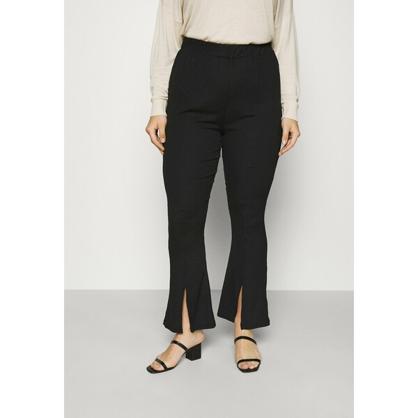 Simply Be WAFFLE TEXTURED FRONT SPLIT FLARED TROUSERS Spodnie materiałowe black SIE21A028