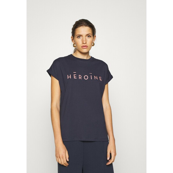 Maison Hēroïne HĒROÏNE T-shirt z nadrukiem midnight M5B21D000