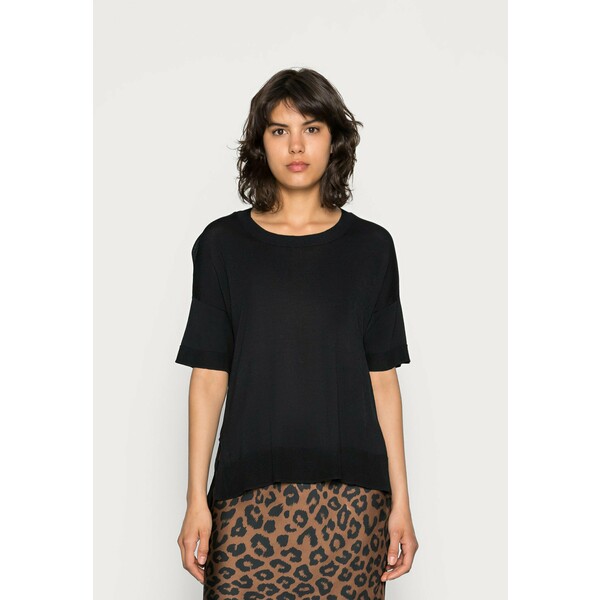 Selected Femme SLFWILLE O NECK T-shirt z nadrukiem black SE521I0GK