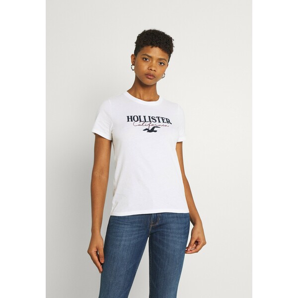 Hollister Co. T-shirt z nadrukiem white H0421D0D6