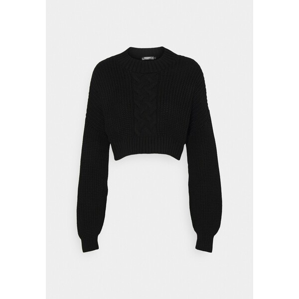 Missguided Petite CROPPED CABLE JUMPER Sweter black M0V21I040