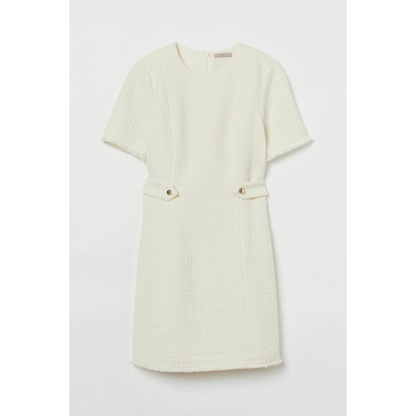 H&M Sukienka z bouclé - Okrągły dekolt - Bez rękawów - -ONA 1022881001 Biały