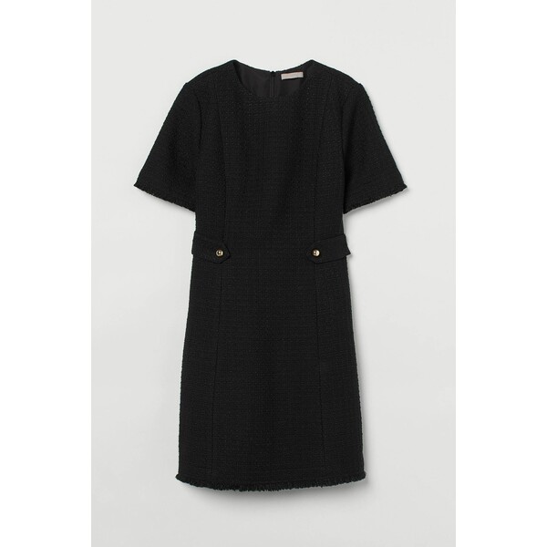 H&M Sukienka z bouclé - Okrągły dekolt - Bez rękawów - -ONA 1022881001 Czarny
