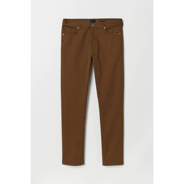 H&M Spodnie z diagonalu Slim Fit 0721390034 Brązowy