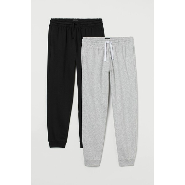 H&M Spodnie dresowe Regular Fit 2-pak - - ON 0970816011 Czarny/Jasnoszary melanż