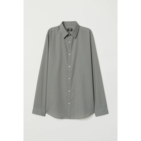 H&M Koszula Easy iron Slim fit 0501616020 Zieleń khaki