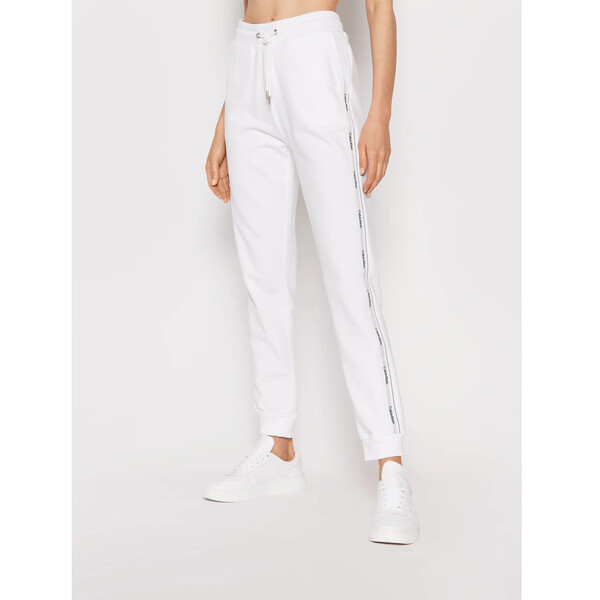 Calvin Klein Spodnie dresowe Logo Tape K20K203116 Biały Slim Fit