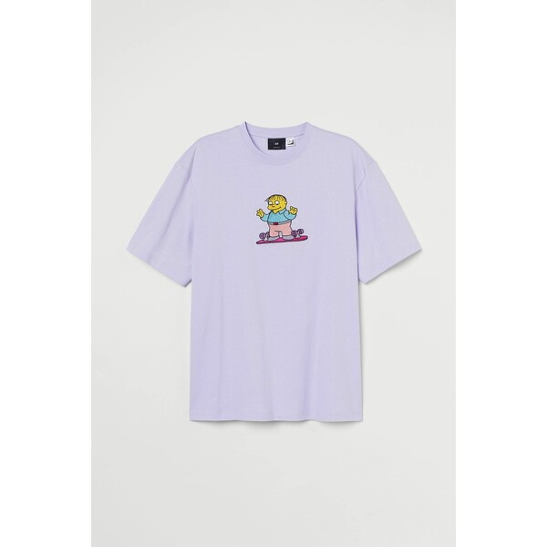 H&M T-shirt Loose Fit - Okrągły dekolt - Krótki rekaw - - ON 0972640074 Fioletowy/Simpsonowie