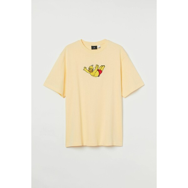 H&M T-shirt Loose Fit - Okrągły dekolt - Krótki rekaw - - ON 0972640074 Jasnożółty/Simpsonowie