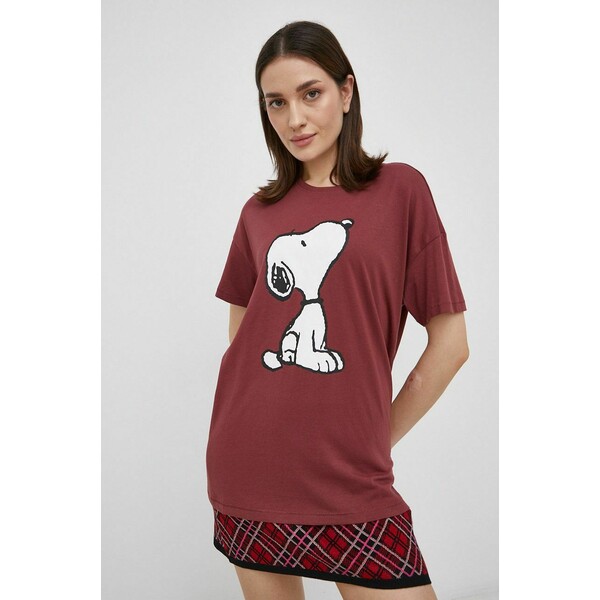 Only T-shirt bawełniany x Peanuts 15248463.OxbloodRed