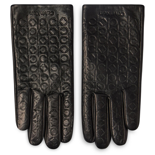 Calvin Klein Rękawiczki Damskie Monogram Leather Gloves K50K507423 Czarny