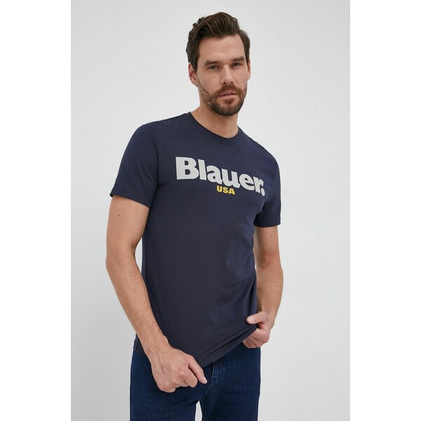Blauer T-shirt bawełniany 21WBLUH02285