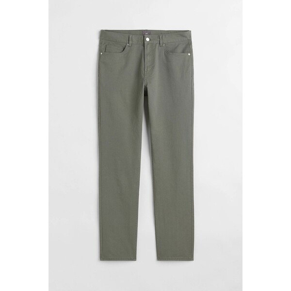 H&M Spodnie z diagonalu Slim Fit 0721390033 Zieleń khaki