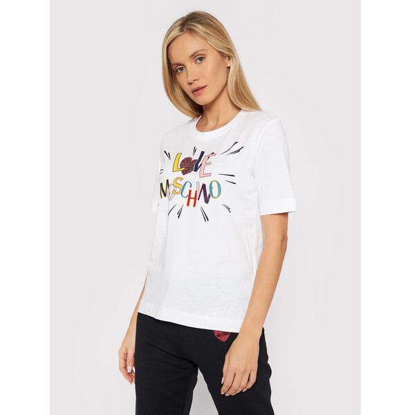 LOVE MOSCHINO T-Shirt W4F153EM 3876 Biały Regular Fit