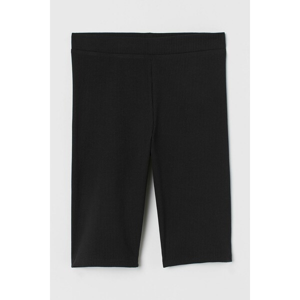 H&M Krótkie legginsy w prążki 0894508002 Czarny