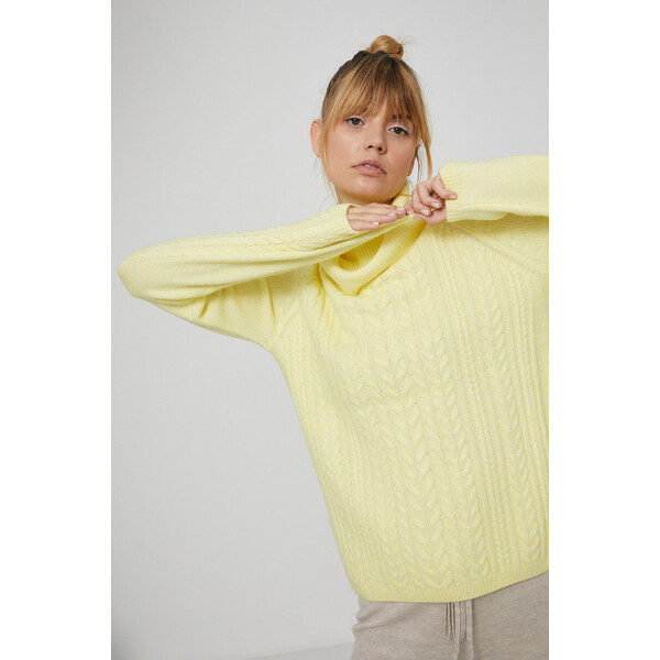 Medicine Sweter z domieszką wełny damski żółty RW21-SWD802_10M