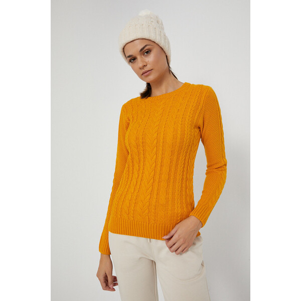 Medicine Sweter damski z cienkiej dzianiny żółty RW21-SWD0A7_11X
