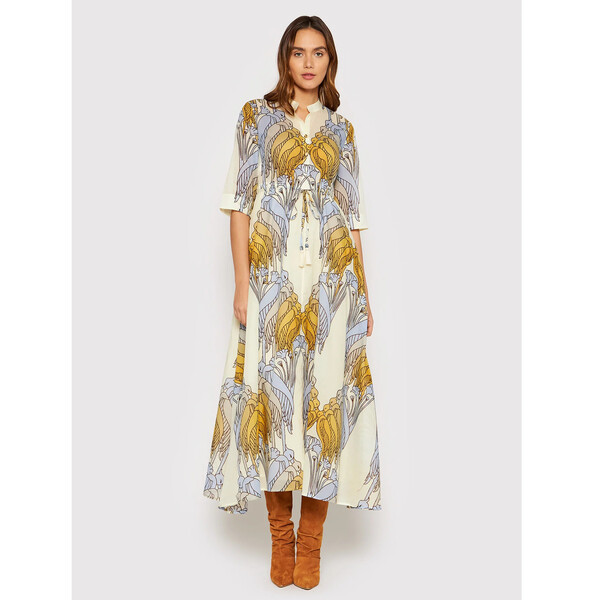 Tory Burch Sukienka letnia Printed 83310 Beżowy Relaxed Fit