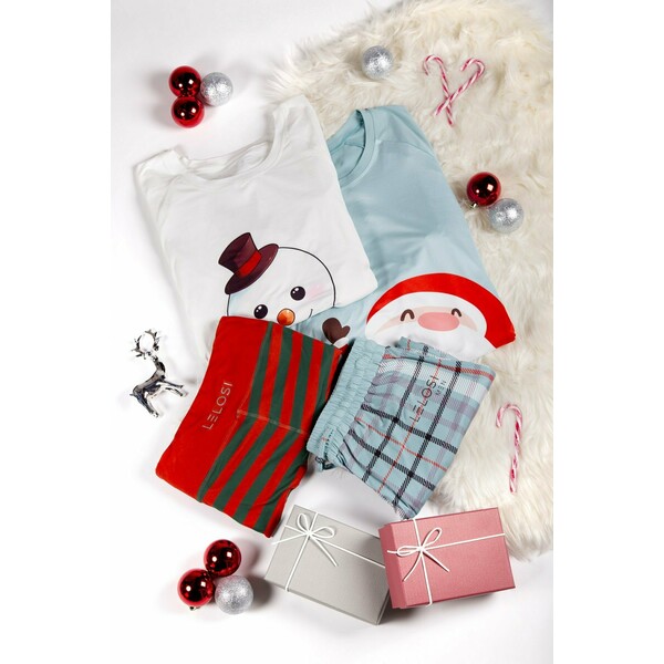 Lelosi Pakiet piżama damska Frosty + piżama męska Santa