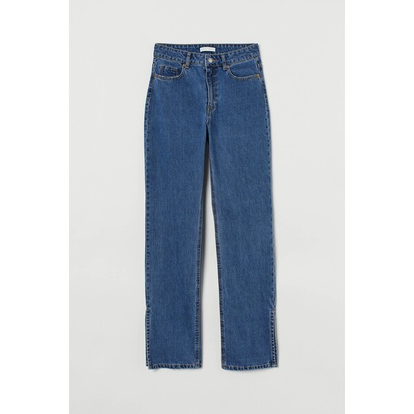H&M Straight High Split Jeans 0972580001 Niebieski denim