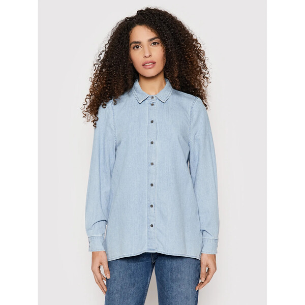 Vero Moda Koszula jeansowa Flora 10258235 Niebieski Oversize