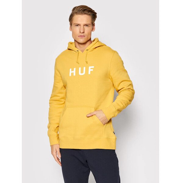 HUF Bluza Essentials Logo PF00099 Żółty Regular Fit