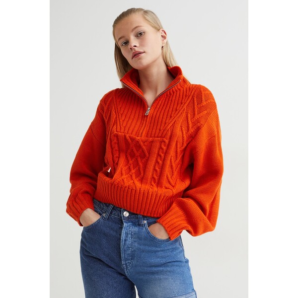 H&M Sweter z kołnierzem 1025709001 Pomarańczowy