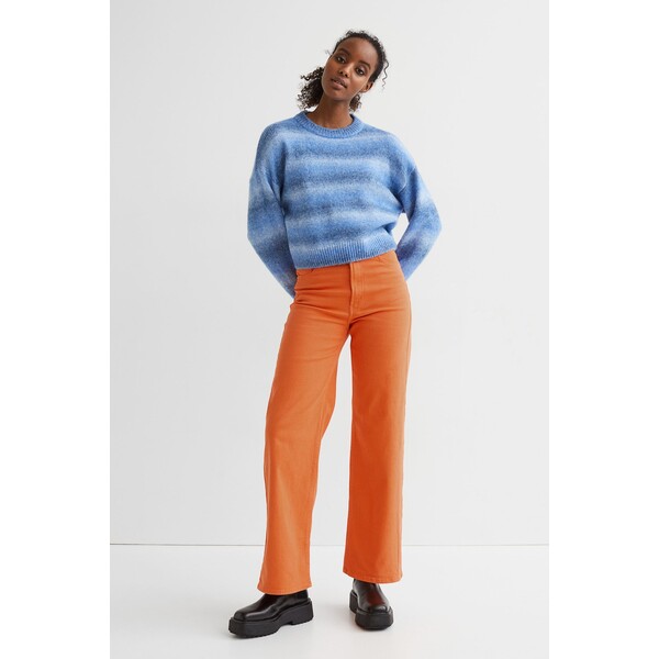 H&M Szerokie spodnie z diagonalu 0963087016 Pomarańczowy