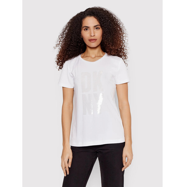 DKNY T-Shirt P1KMADNA Biały Regular Fit