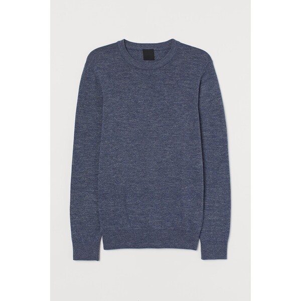 H&M Bawełniany sweter Slim Fit 0564358082 Niebieski melanż
