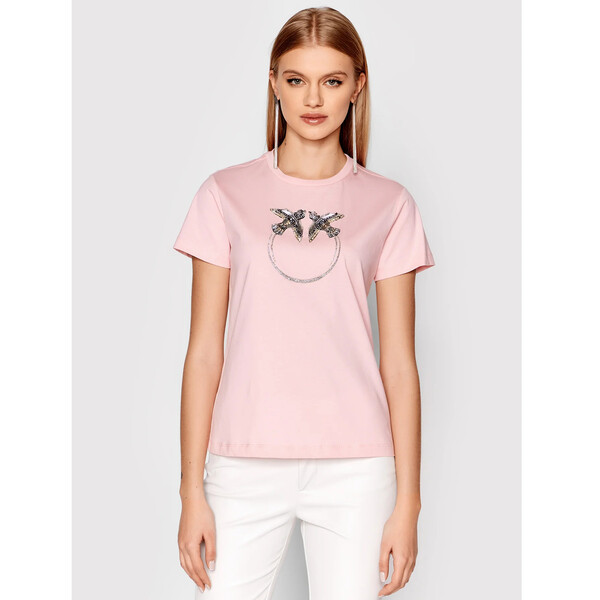 Pinko T-Shirt Quentin 1G1720 Y7SS Różowy Regular Fit