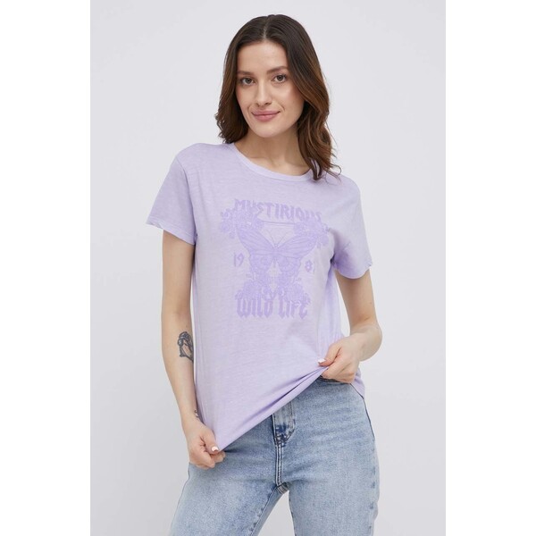 JDY t-shirt bawełniany 15248235.Lavender