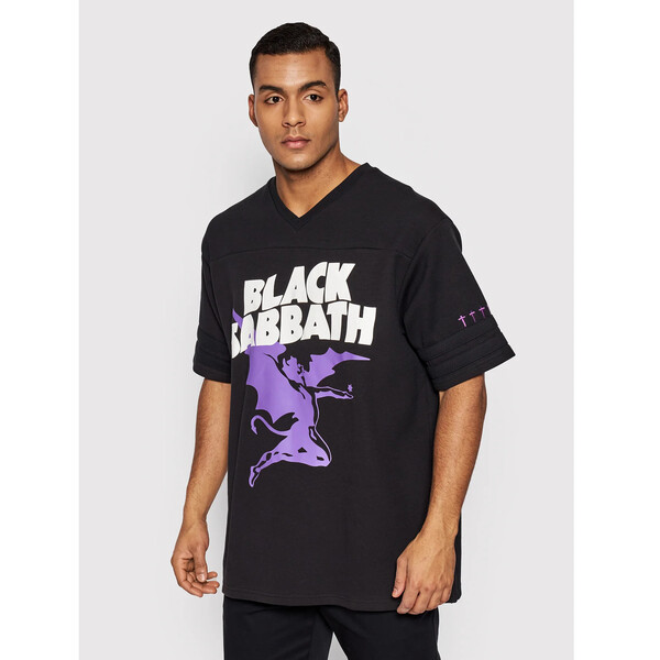DC T-Shirt BLACK SABBATH Football ADYKT03196 Czarny Regular Fit
