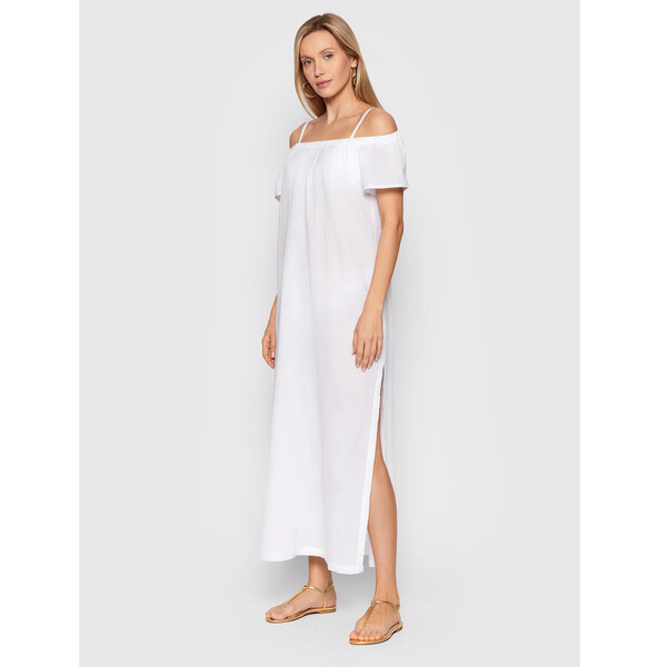 Seafolly Sukienka letnia Double Cloth 54252-DR Biały Relaxed Fit