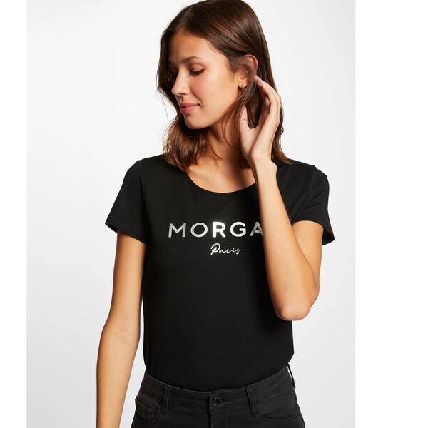 Morgan T-Shirt 221-DLOGO Czarny Regular Fit