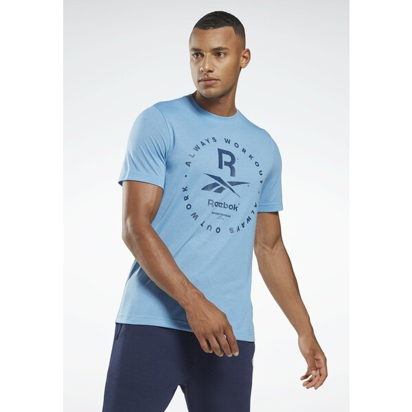 Reebok GRAPHIC SERIES T-shirt z nadrukiem blue RE542D173-K11