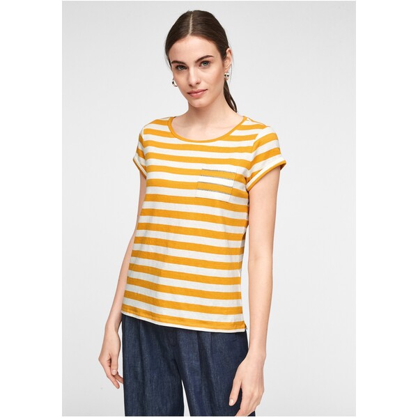 comma casual identity T-shirt z nadrukiem yellow stripes C1E21D0BU-E11