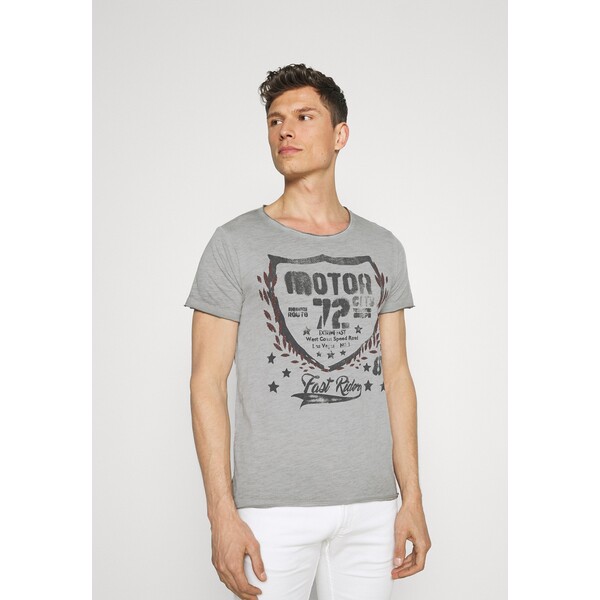 Key Largo MOTOR CITY ROUND T-shirt z nadrukiem silver 1KE22O09W-C11