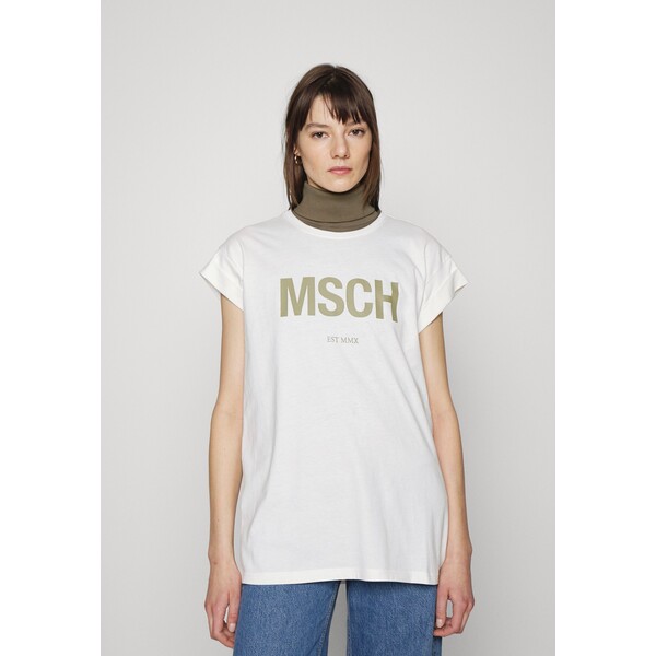 Moss Copenhagen ALVA ORGANIC TEE T-shirt z nadrukiem egret/aloe M0Y21D03T-A11