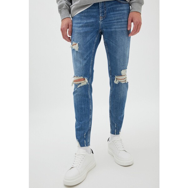 PULL&BEAR PREMIUM WITH RIPPED DETAILING Jeansy Skinny Fit royal blue PUC22G0J8-K11