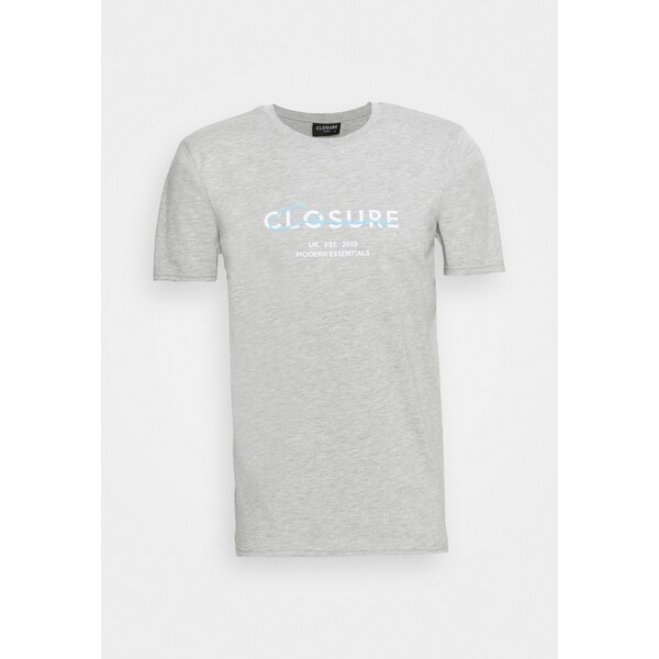 CLOSURE London BLOCK SCRIPT LOGO TEE T-shirt z nadrukiem light marl CLR22O02O-C11