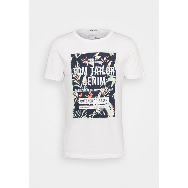 TOM TAILOR DENIM T-shirt z nadrukiem white TO722O13J-A11