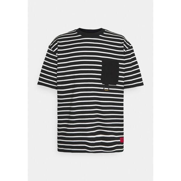 Caterpillar STRIPES TEE T-shirt z nadrukiem black/cream C2K22O00S-Q11